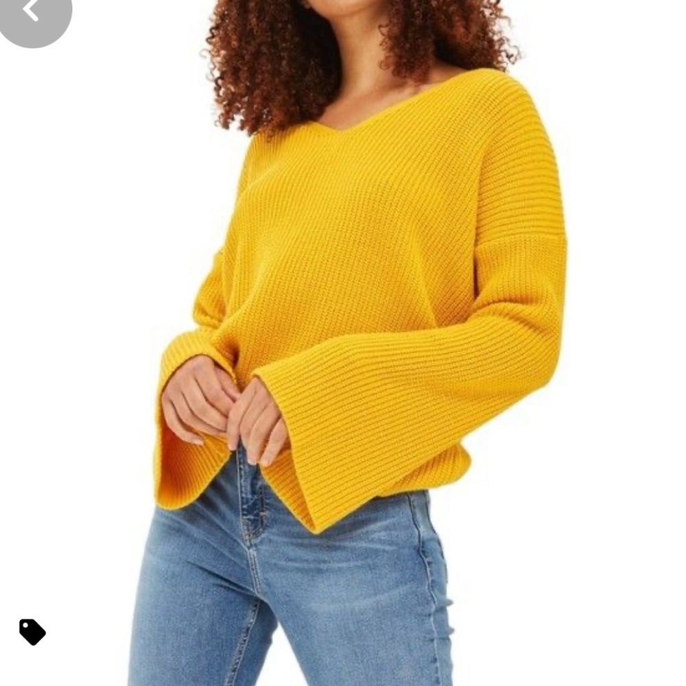 Topshop lattice back sweater bell sleeve